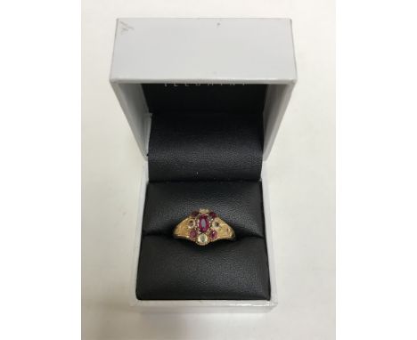 A 15ct gold ruby and citrine ring, size S