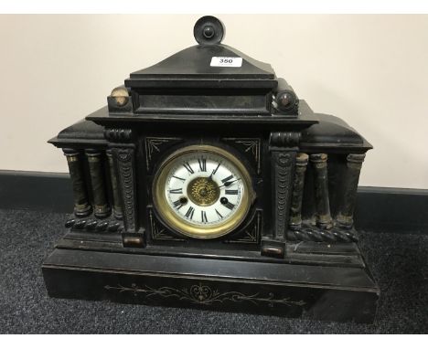 A Victorian painted wooden cased mantel clock 