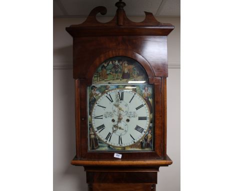 A Victorian mahogany longcase clock with painted dial 