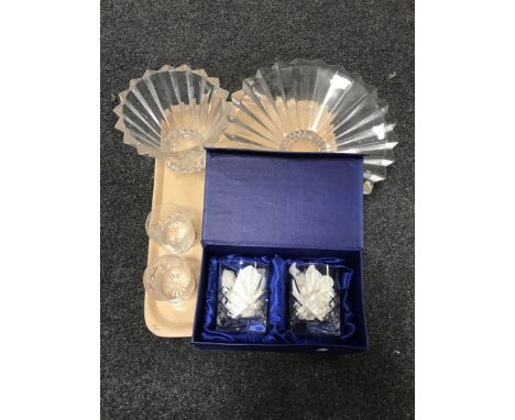 A tray of Rosenthal crystal dishes, crystal goblets etc 