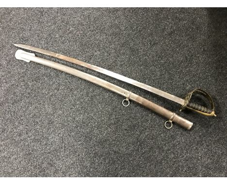 A reproduction sabre in scabbard