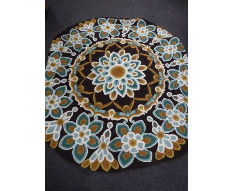 A Kashmir circular chain stitch rug, 230cm diameter