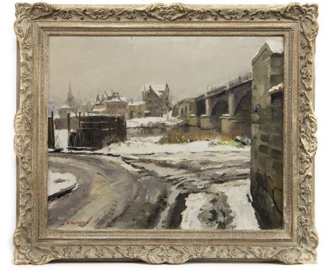 * CONSTANTIN KLUGE (RUSSIAN/FRENCH 1912 - 2003), BORDS DE SEINE ENNEIGÉS À RUEIL (SNOWY DAY ON THE RIVER SEINE AT RUEIL, PARI