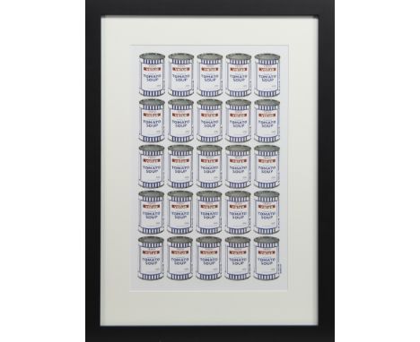 AFTER BANKSY (BRITISH b 1974), TESCO VALUE TOMATO SOUP CANS offset lithograph in colours on paper 59.5cm x 42cm Mounted, fram
