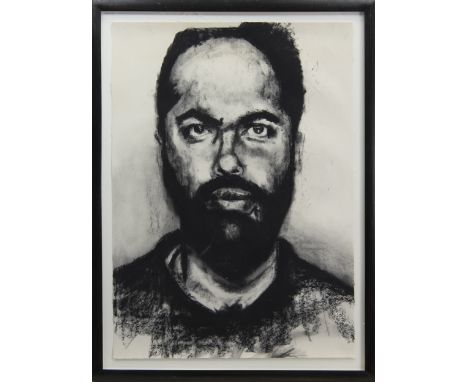 * PHILIP GURREY (BRITISH b. 1984), PORTRAIT OF A MAN charcoal on paper, signed, further signed in inscription verso 81cm x 58