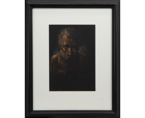 * PETER HOWSON OBE (SCOTTISH b 1958), UNTITLED pastel on paper, signed and dated '06 29cm x 20cm Mounted, framed and under gl