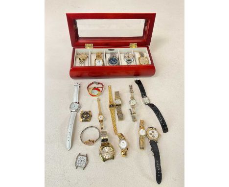 A group of lady's and gentleman's wristwatches including a vintage gentleman's Baume &amp; Mercier gold plated example, the c