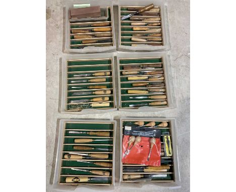 A quantity of wooden handled woodworking tools, comprising Ashley Iles examples.