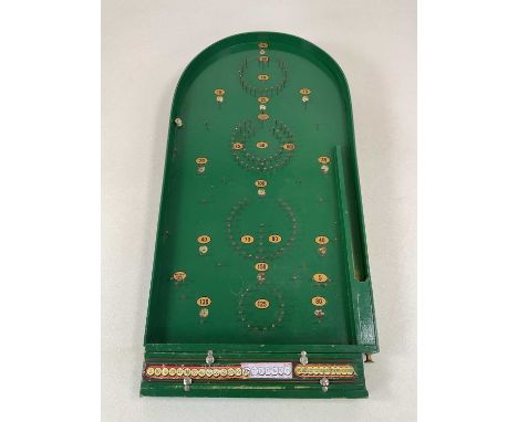 CHAD VALLEY; a Bagatelle board, with four balls and three marbles, 76.5 x 38cm.