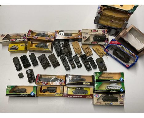 SOLIDO AND OTHER MAKES; American WWII military vehicles, to include tanks, trucks and half tracks, also includes some empty b