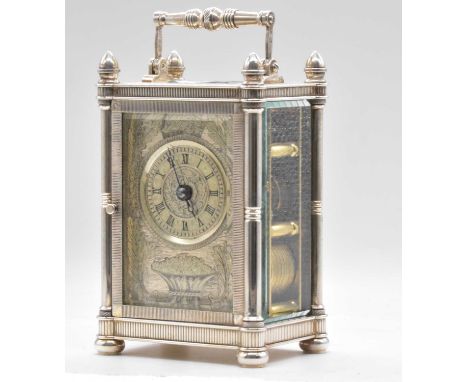 MAPPIN &amp; WEBB; an Elizabeth II hallmarked silver limited edition carriage clock, with twin fusée eight day movement, engr