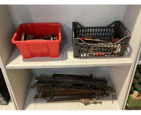 A quantity of bench vices, c clamps, sash clamps etc.