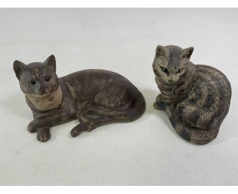 POOLE POTTERY;  a pair of stoneware cats, taller 19cm, both marked to base.