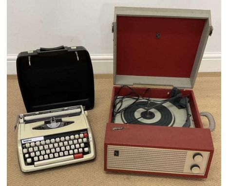 A vintage Portadyne record player and a vintage Brother typewriter, (2)