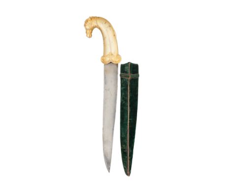Ⓦ&nbsp;AN INDIAN DAGGER (KHANJAR) IN 18TH CENTURY STYLE^ 20TH CENTURY¦with flat double-edged blade of faux wootz steel^ gilt 