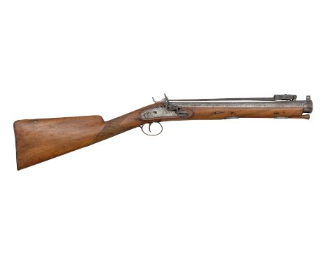 Ⓦ&nbsp;A FLINTLOCK BLUNDERBUSS WITH LOCK BY JOSEPH MANTON^ BIRMINGHAM PROOF MARKS^ CIRCA 1830¦with iron barrel flaring slight