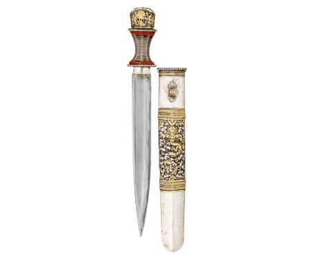 Ⓦ&nbsp;A FINE HIMALAYAN DAGGER^ 19TH CENTURY^ PROBABLY TIBET ¦with tapering single-edged blade formed with a groove along the