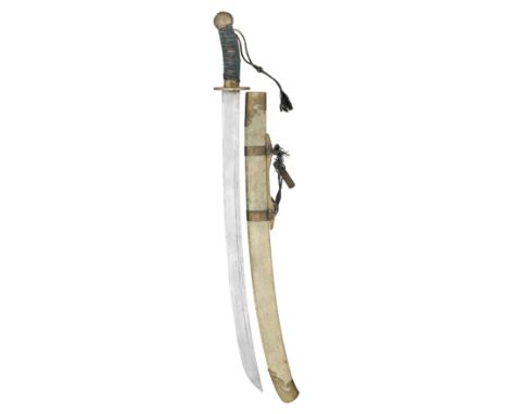 A CHINESE SWORD (DAO)^ QING DYNASTY^ 19TH/20TH CENTURY¦with curved blade formed with a pair of slender fullers along the back