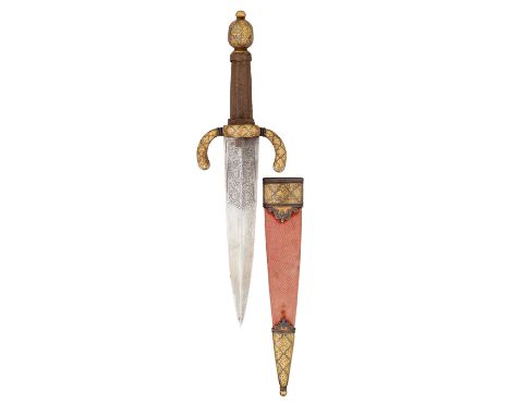 Ⓦ&nbsp;A SPANISH DECORATED LEFT-HAND DAGGER IN EARLY 17TH CENTURY STYLE^ LATE 19TH CENTURY¦with broad straight double-edged b