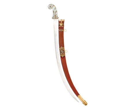 THE PROPERTY OF AN ENGLISH NOBLE FAMILY¦¦A VERY FINE AND RARE NORTH INDIAN SWORD WITH GEM-SET JADE HILT AND GEM-SET GOLD MOUN