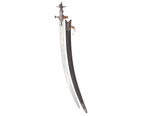 Ⓦ&nbsp;AN INDIAN SWORD (TALWAR)^ 19TH CENTURY^ PROBABLY RAJASTHAN¦with curved polished blade double-edged towards the point^ 