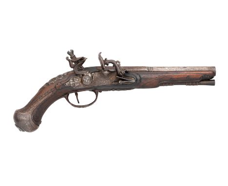 A 40 BORE CENTRAL ITALIAN SNAPHAUNCE BELT PISTOL^ THIRD QUARTER OF THE 18TH CENTURY¦with tapering barrel formed in two stages