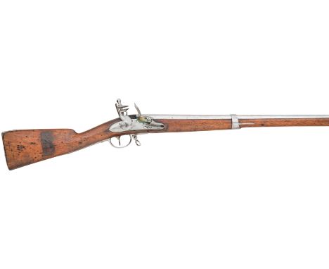A .700 CALIBRE FRENCH MODEL 1777 FLINTLOCK MUSKET¦of regulation type^ with sighted barrel retained by three iron bands (one r