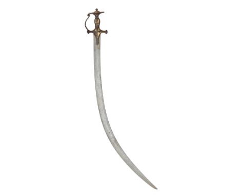 THREE INDIAN SWORDS (TALWAR)^ 18TH AND 19TH CENTURIES¦the first with curved single-edged blade of finely watered steel^ iron 