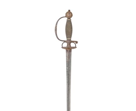 Ⓦ&nbsp;A FRENCH SMALL-SWORD WITH CHISELLED AND GILT IRON HILT^ CIRCA 1700¦with tapering blade of hollow-triangular section^ r