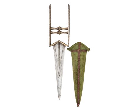 Ⓦ AN INDIAN DAGGER (KATAR)^ LATE 18TH/19TH CENTURY¦with sharply tapering blade formed with a reinforced point and a series of