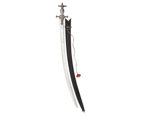 Ⓦ&nbsp;AN INDIAN SWORD (TALWAR)^ 19TH CENTURY^ PROBABLY RAJASTHAN¦with curved polished blade double-edged towards the point^ 