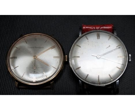 Girard-Perregaux gold plated gentlemans manual wind wristwatch, the 30mm champagne dial with gilt baton markers and signed an