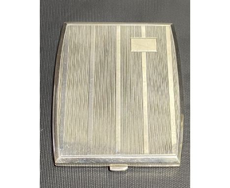935 white metal engine turned cigarette case, maker EGB and stamped 935, width 10cm, weight 126.5g approx.