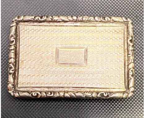 William IV silver engine turned rectangular vinaigrette by Nathaniel Mills, with foliate cast rim, the sides with reeded deco