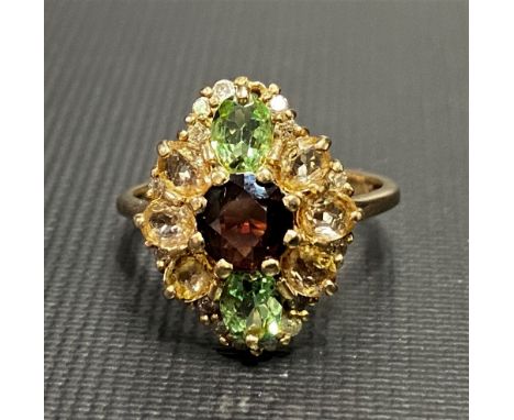 9ct gold stone set cluster ring, weight 3.5g approx.