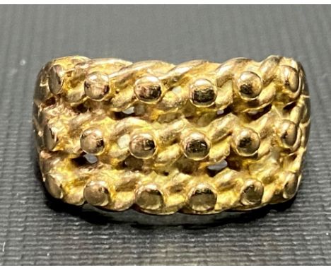 9ct hallmarked gold gents rope twist ring, weight 5.6g approx.