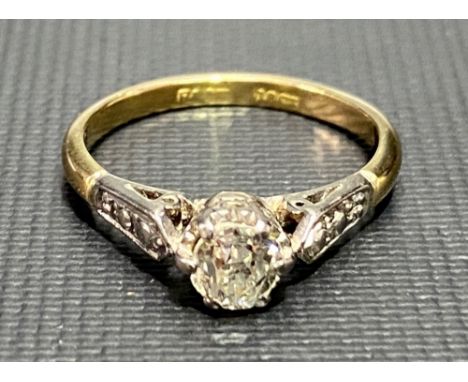 18ct gold and platinum diamond solitaire ring, the rose cut diamond of 0.40ct spread approx, weight 2.7g approx.