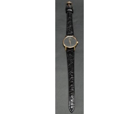 Jaeger-Le Coultre 18ct gold ladies manual wind wristwatch, the 20mm black dial signed, the back of the case stamped 6151 21 1
