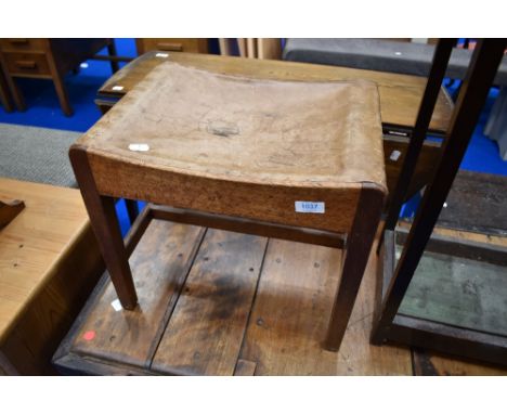 An Arts and Crafts golden oak stool having plain leather seat, believed to be Arthur Simpson Handicrafts , unlabelled
Provena