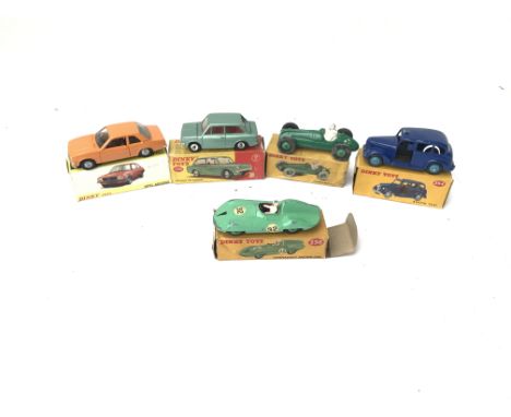 Collect of 5 Dinky cars. Boxed. Including Connaught racing car and Opel Ascona.