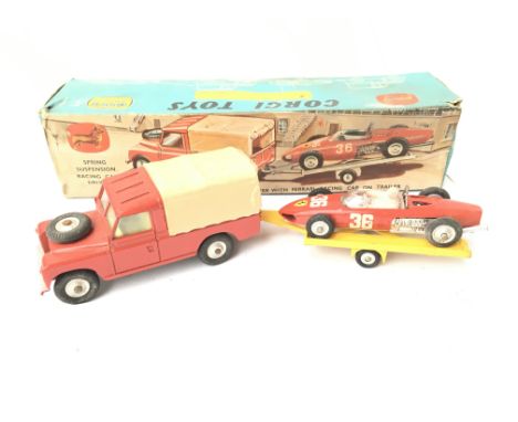 A Boxed Corgi Gift St No.17. land-Rover With Ferrari Racing Car on Trailer.