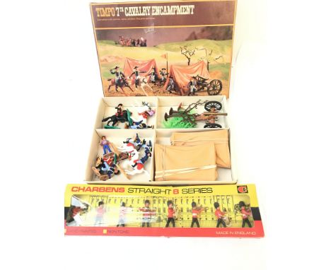 A Boxed Timpo 7th Cavalry Encampment set and a C Toys Charbens straight 8 Series both boxed.