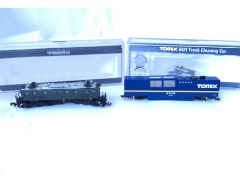 2 X Tomix N Gauge Trains Including J.N.R. electric Locomotive EF15 and 6421 Track Cleaning Car. Both boxed.(2).