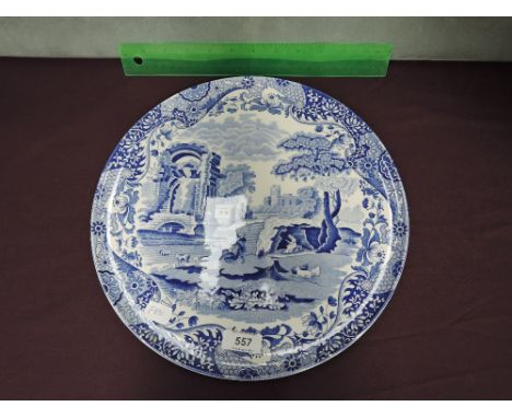 A modern Spode plaque in the blue and white Italian pattern