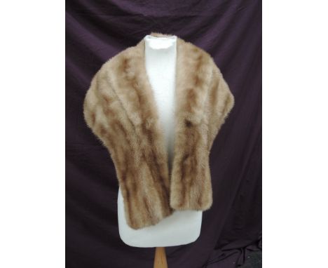 A lady's vintage pale brown mink evening stole with shawl collar