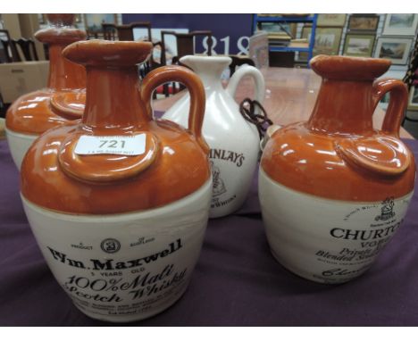 Four ceramic decanters of whisky. An Ambassador 12 yer old blended scotch whisky, and His Excllency 12 year old scotch whisky