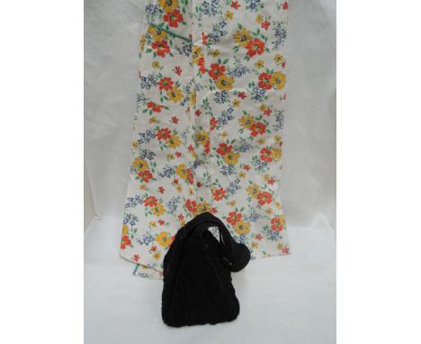 A black pony skin and grosgrain pyramid form evening bag by Waldybag having black silk lining and attached purse and a lady's