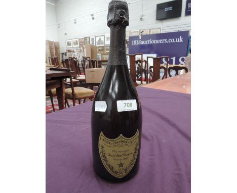 A bottle of Moet et Chandon champagne Cuvee Dom Perignon vintage 1990