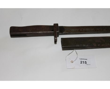 AN ERSATZ BAYONET & SCABBARD. A Gt War period German Ersatz bayonet with steel hilt and oil hole, complete with its steel sca