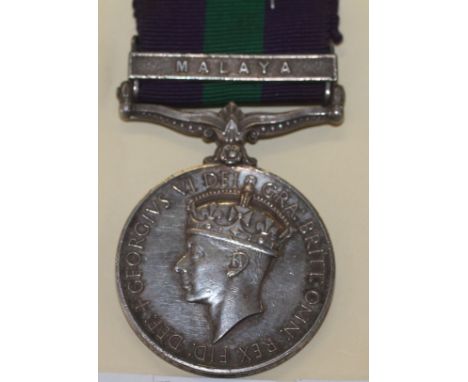 A GSM BAR MALAYA TO THE RAF. A General Service Medal GV1 bar Malaya, named to 4037213 S A C. R. A. W. Lacey RAF.